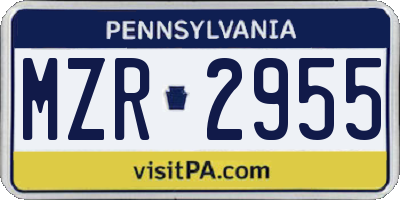 PA license plate MZR2955