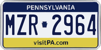 PA license plate MZR2964