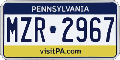 PA license plate MZR2967