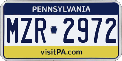 PA license plate MZR2972