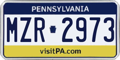 PA license plate MZR2973