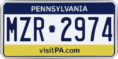 PA license plate MZR2974