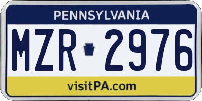 PA license plate MZR2976