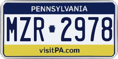 PA license plate MZR2978