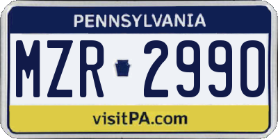 PA license plate MZR2990