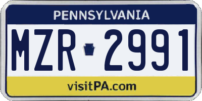 PA license plate MZR2991