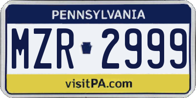 PA license plate MZR2999