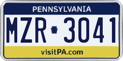PA license plate MZR3041