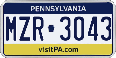 PA license plate MZR3043