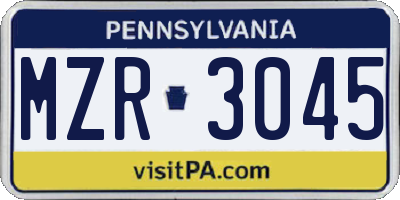 PA license plate MZR3045