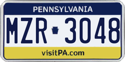PA license plate MZR3048