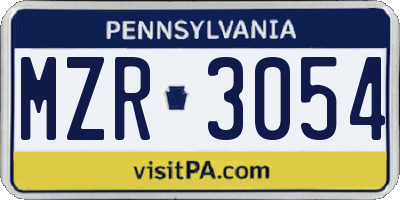 PA license plate MZR3054