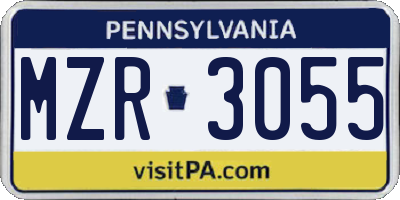 PA license plate MZR3055
