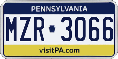 PA license plate MZR3066