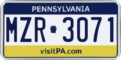 PA license plate MZR3071
