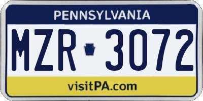 PA license plate MZR3072