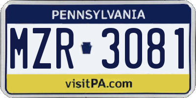 PA license plate MZR3081