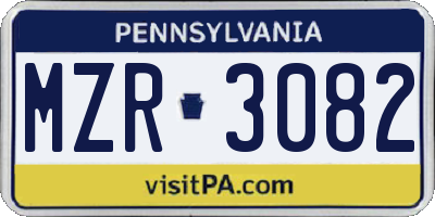 PA license plate MZR3082