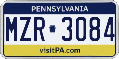 PA license plate MZR3084
