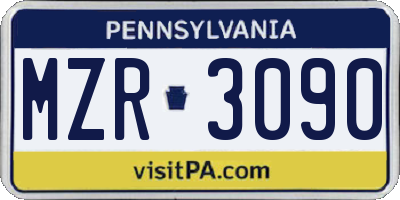 PA license plate MZR3090