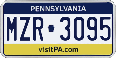 PA license plate MZR3095