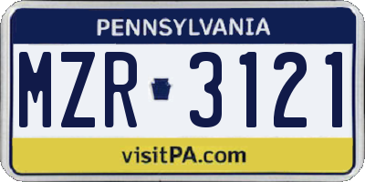 PA license plate MZR3121