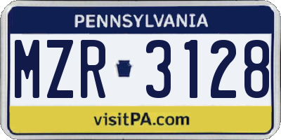 PA license plate MZR3128