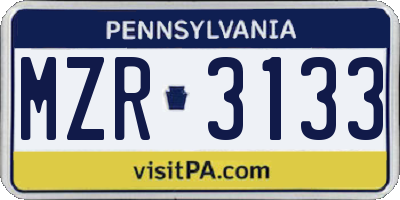 PA license plate MZR3133