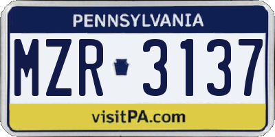 PA license plate MZR3137