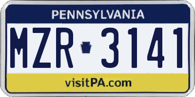 PA license plate MZR3141