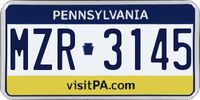 PA license plate MZR3145