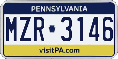 PA license plate MZR3146