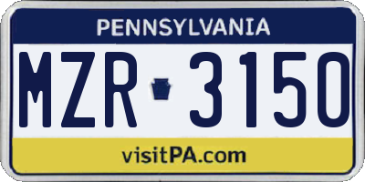 PA license plate MZR3150