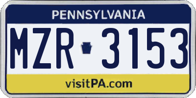 PA license plate MZR3153