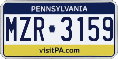 PA license plate MZR3159