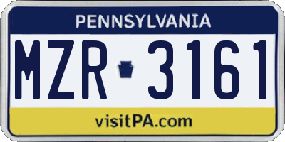 PA license plate MZR3161