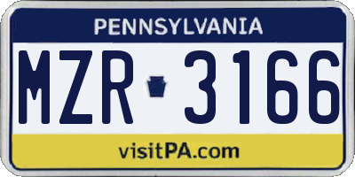 PA license plate MZR3166