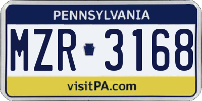 PA license plate MZR3168
