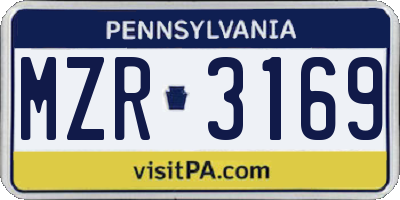 PA license plate MZR3169