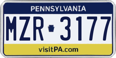 PA license plate MZR3177