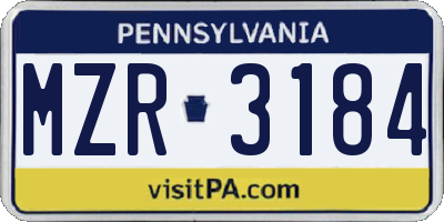 PA license plate MZR3184