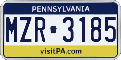 PA license plate MZR3185