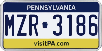 PA license plate MZR3186