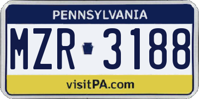 PA license plate MZR3188