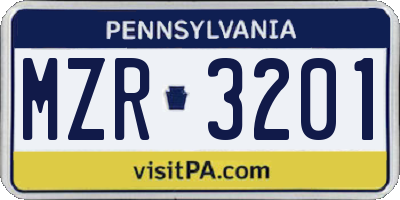 PA license plate MZR3201