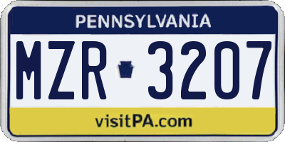 PA license plate MZR3207