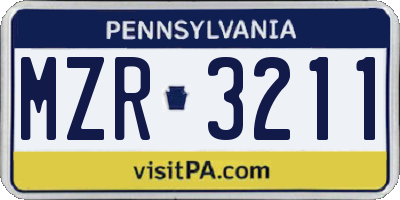 PA license plate MZR3211