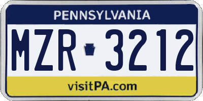 PA license plate MZR3212