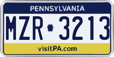 PA license plate MZR3213