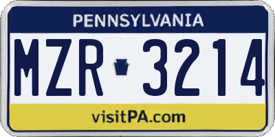 PA license plate MZR3214